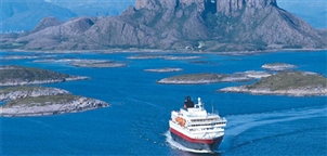 Passing Torghatten by Hurtigruten
