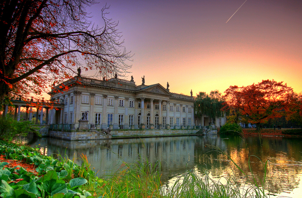  Palace on the Water in Lazienki Park, Warsaw, Poland. 