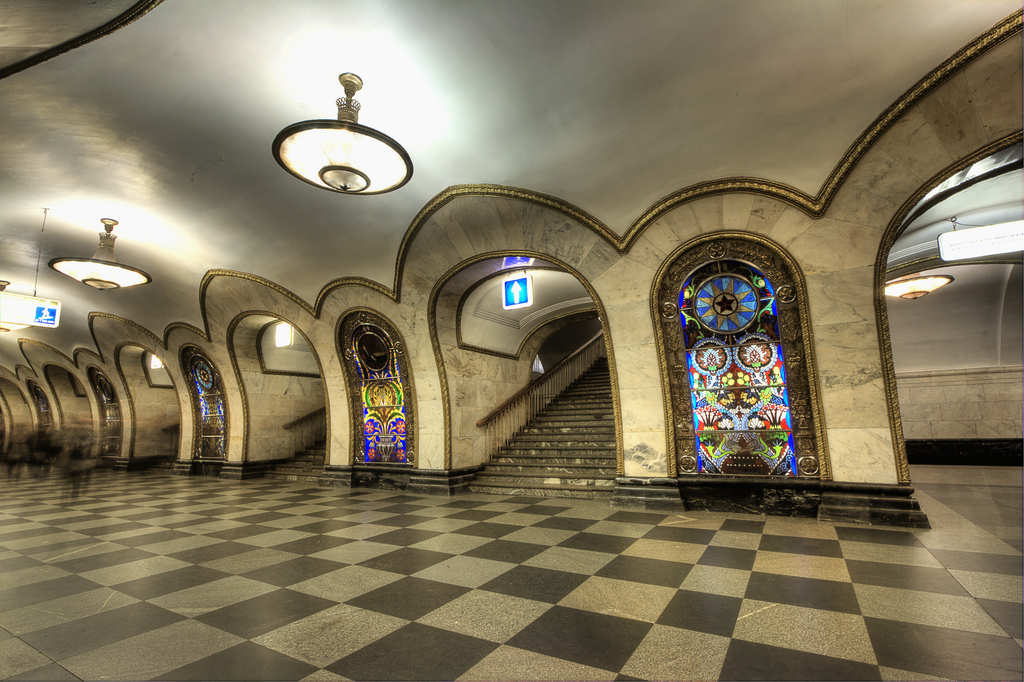 Novoslobodskaya Metro Station, Moscow, Russia