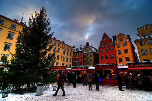 The christmas market in gamla stan (old town), stockholm. 