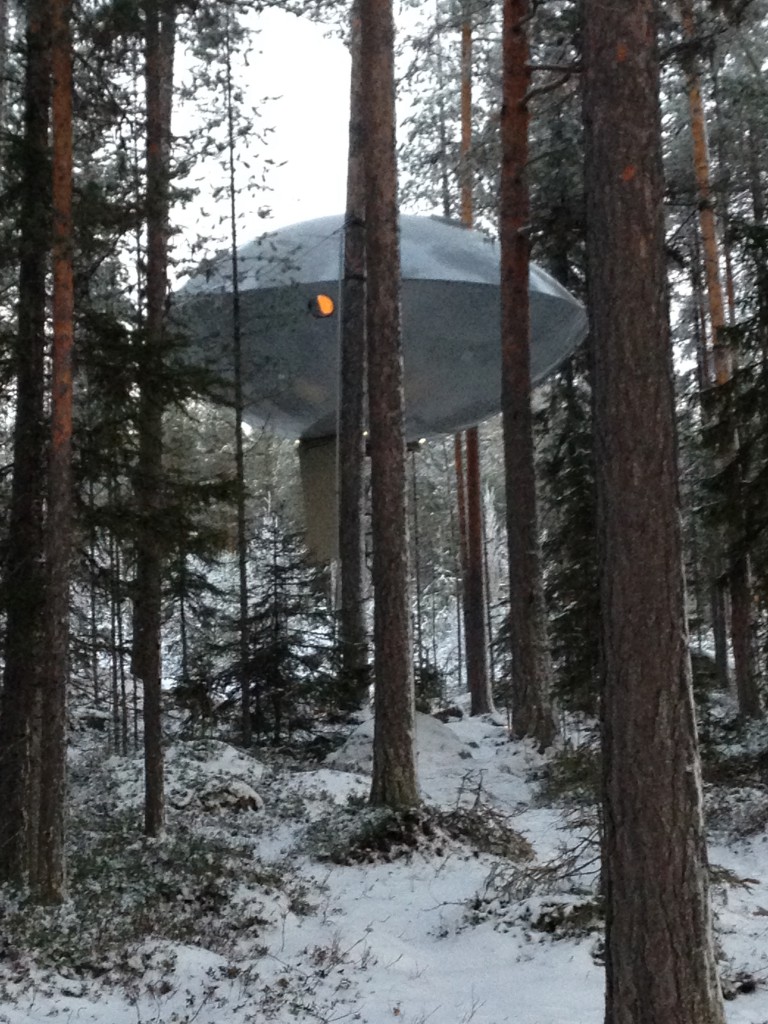 Ufo cabin in winter atmosphere