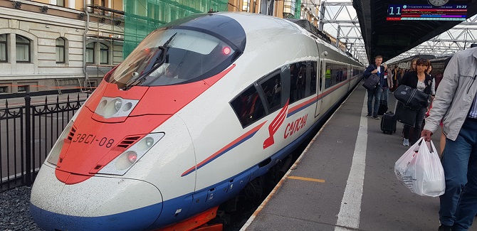 High-speed train from Moscow to St. Petersburg