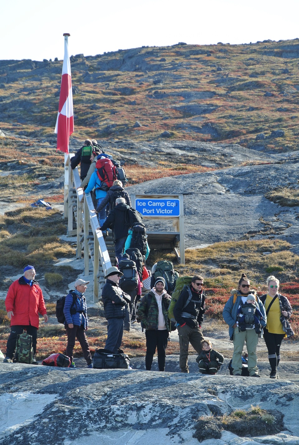 Boat stop at Eqi Camp 