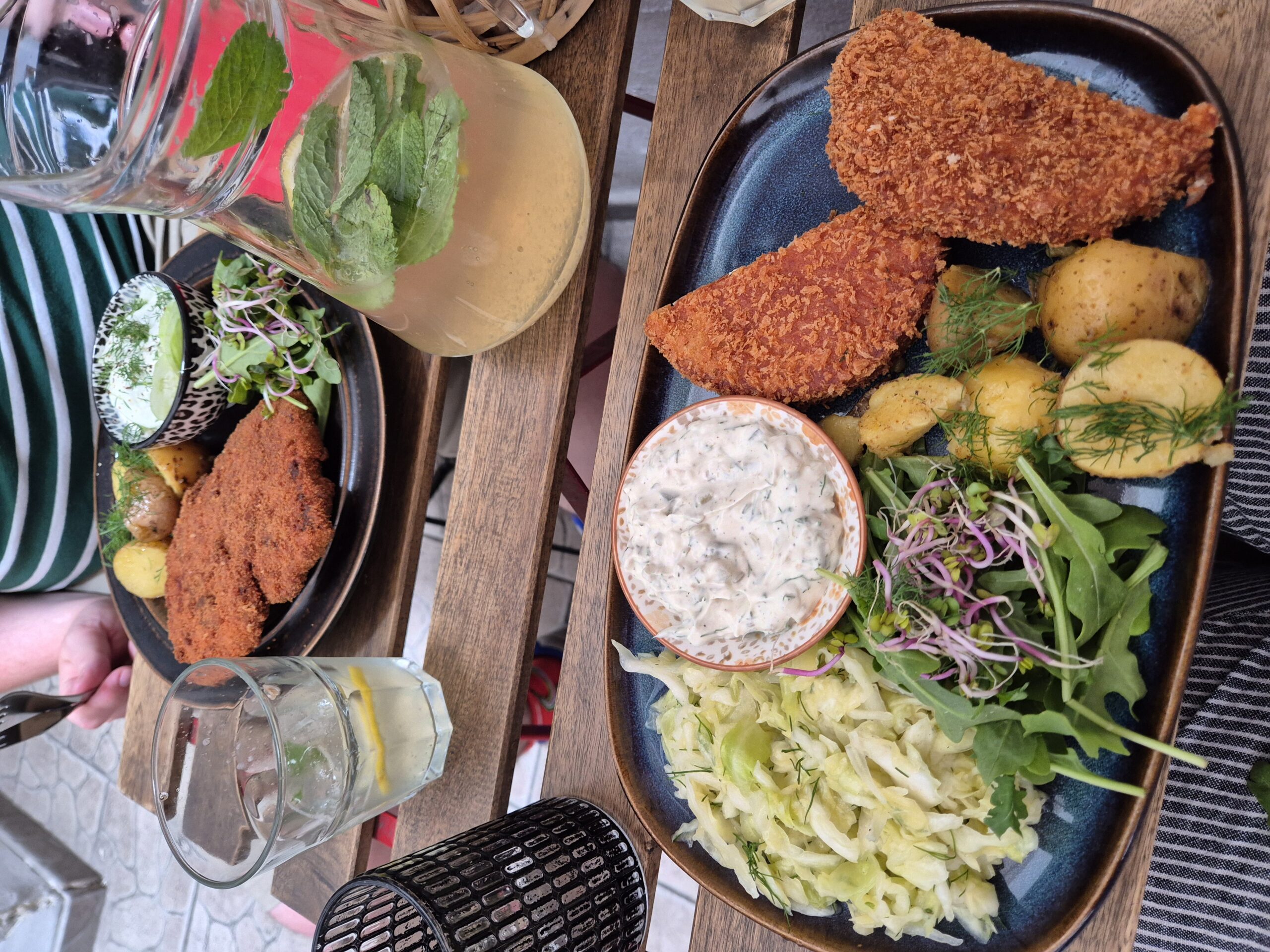 Two traditional Polish meals and a jug of lemonade